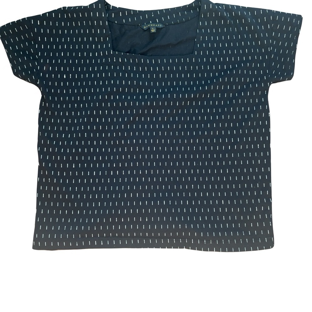 DownEast Navy Tee with White Dash Design